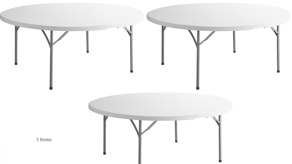 White 6 Ft Round Plastic Folding Table R34018