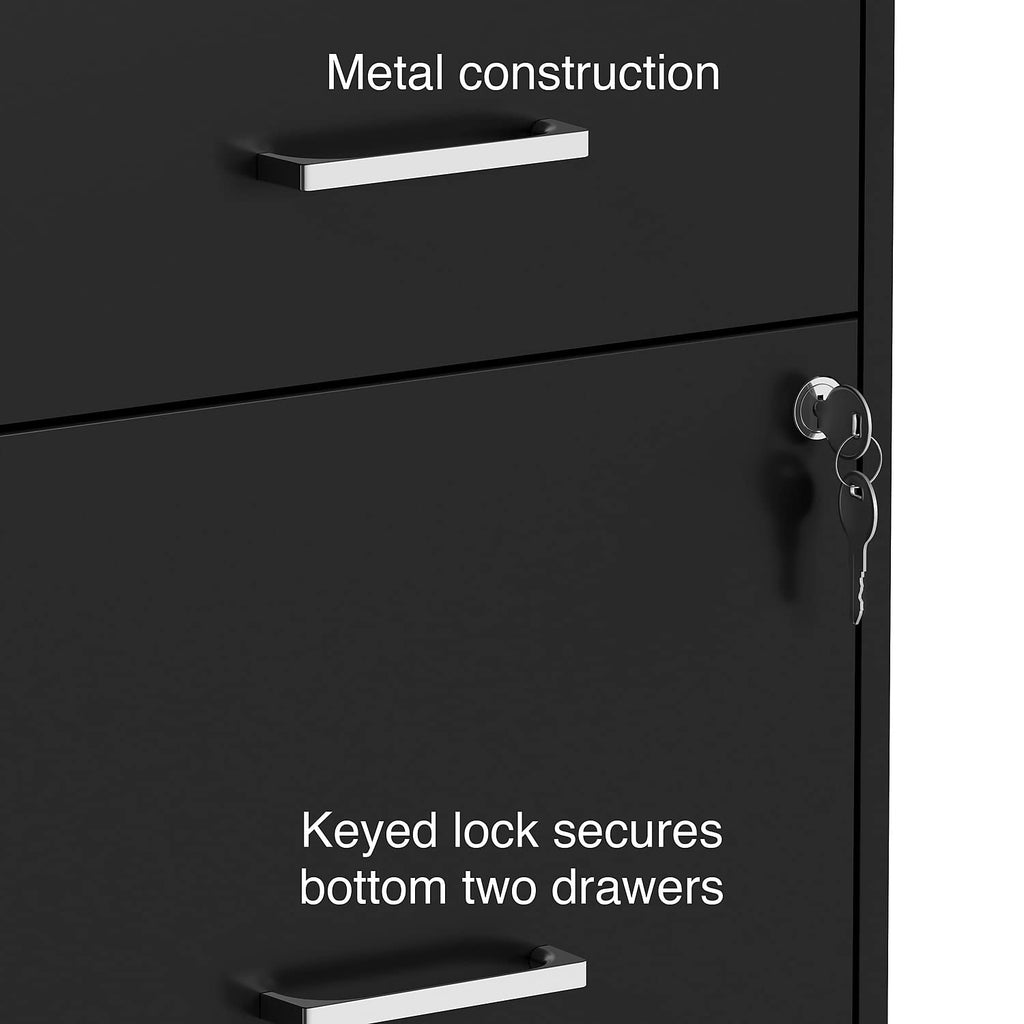 Black 3 Drawer Letter Size File Cabinet P847