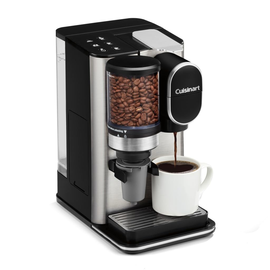 Single-Serve Coffee Maker + Coffee Grinder with 48-Ounce Removable Reservoir, Stainless Steel U1103