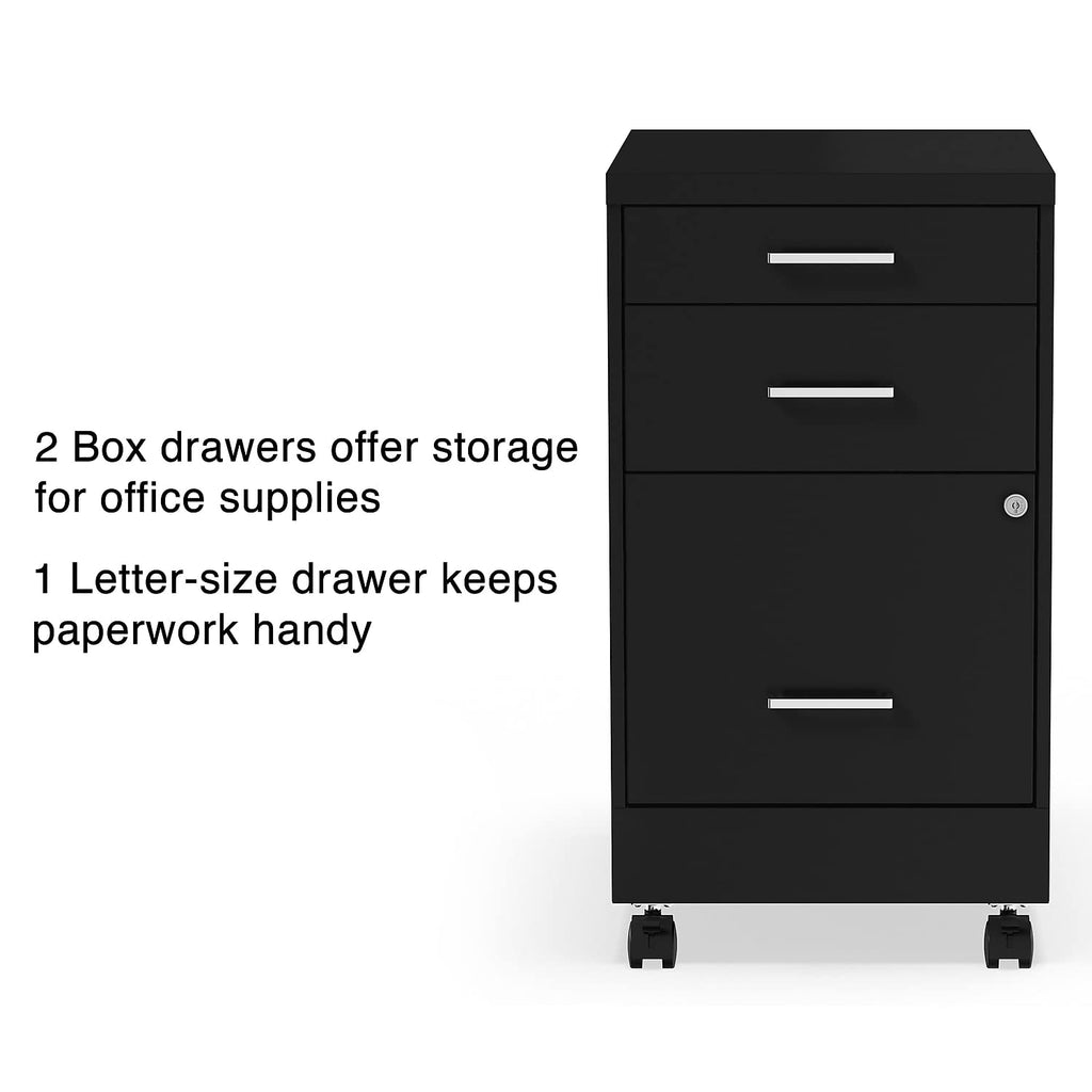 Black 3 Drawer Letter Size File Cabinet P847