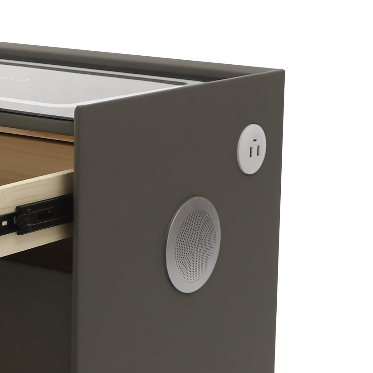 Dark Grey 3-Drawer Nightstand with Charging Station H988