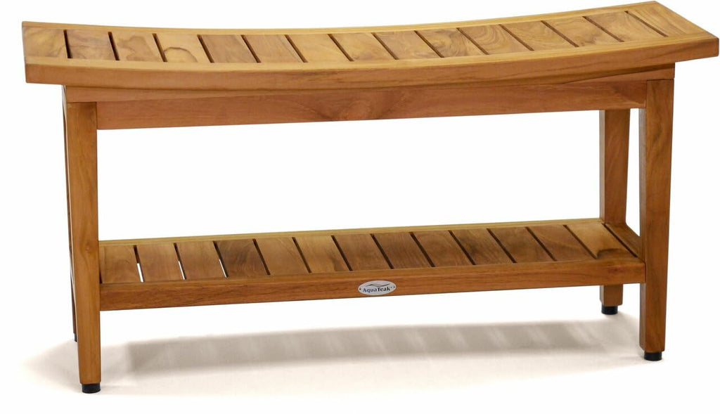 36" Teak Shower Bench with Shelf U371991