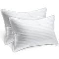 King Size Set of 2 Firm Down Alternative Striped White Pillows J988913