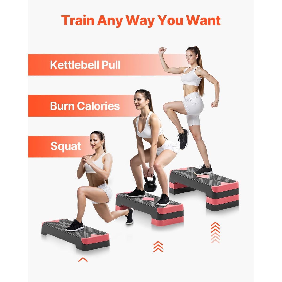 Adjustable Non Slip Aerobic Step Platform with 4 Risers Q8734