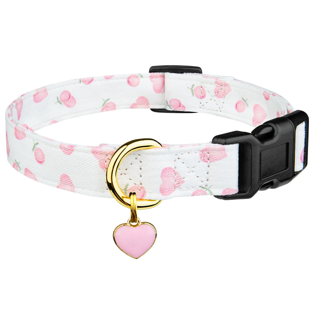 Cotton Dog Collar White and Pink Love Heart with Pendant F814967