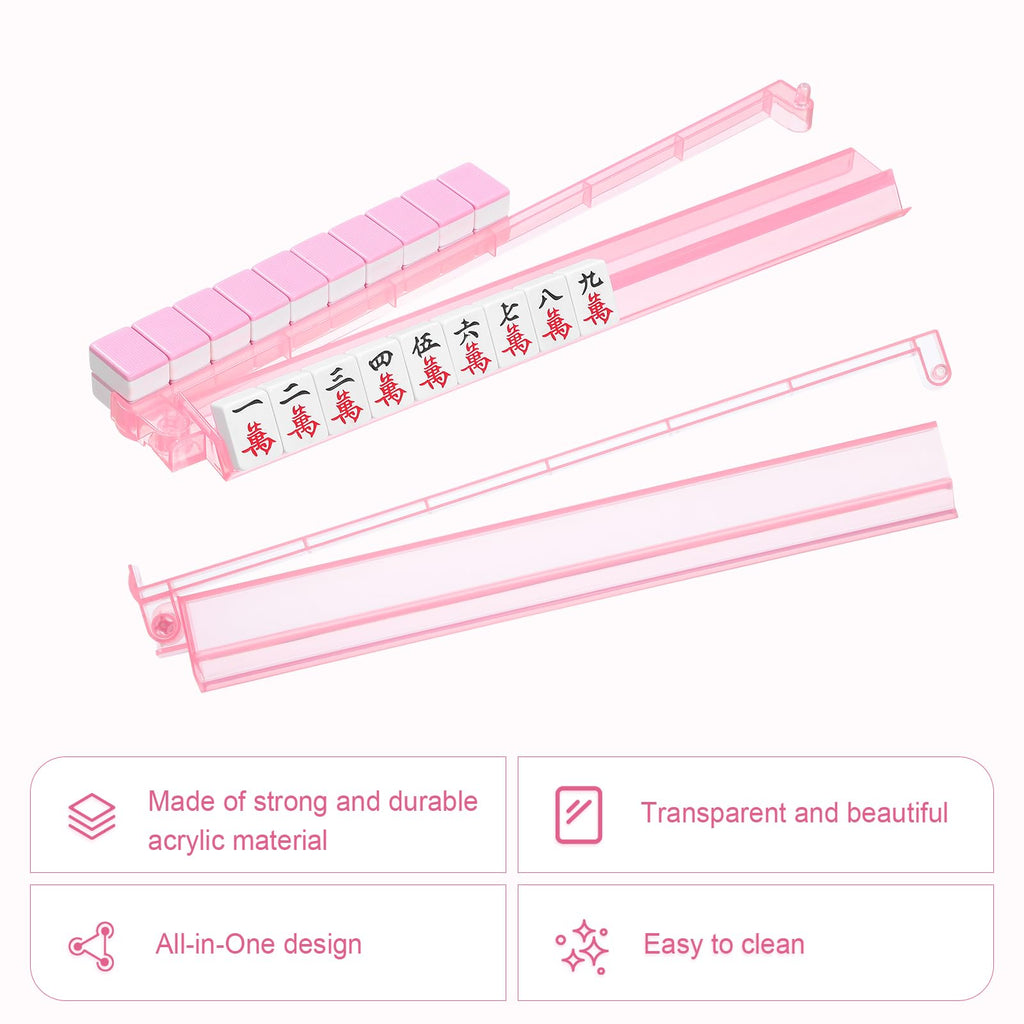 Clear Mahjong Racks with Pushers, 4-Pack Non-Slip Acrylic F220