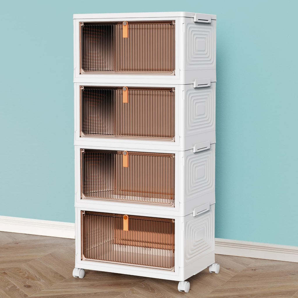 4 Tier Plastic Storage Bins with Lid 23QT H2760