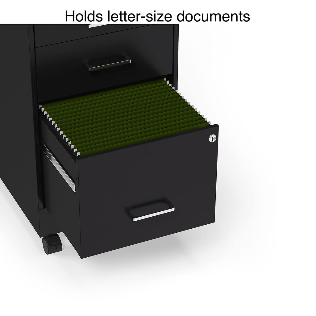 Black 3 Drawer Letter Size File Cabinet P847