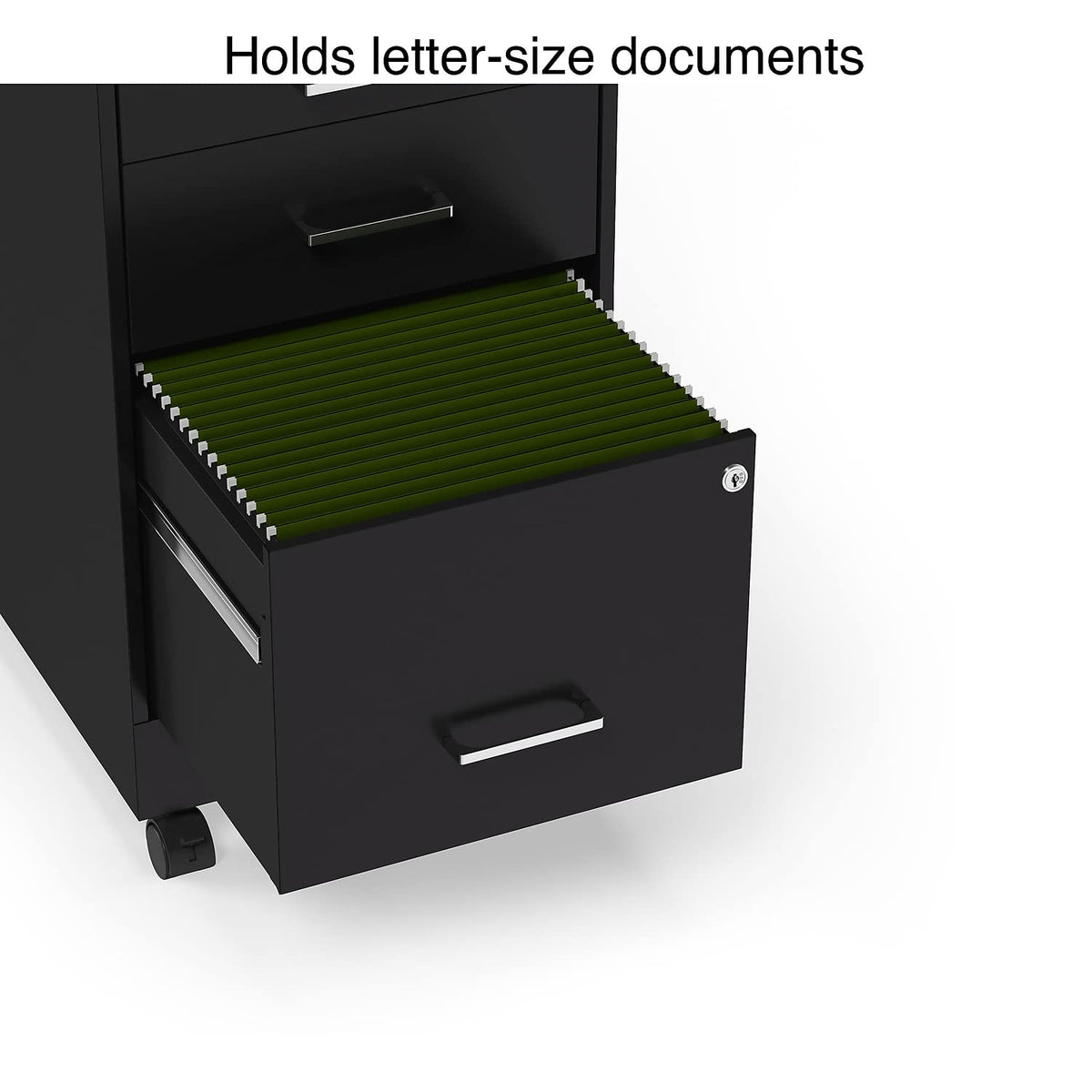 Black 3 Drawer Letter Size File Cabinet P847