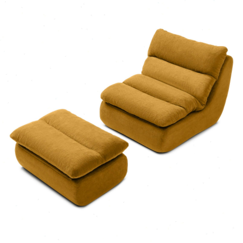 Yellow Memory Foam Bean Bag Chair with Ottoman Z50750