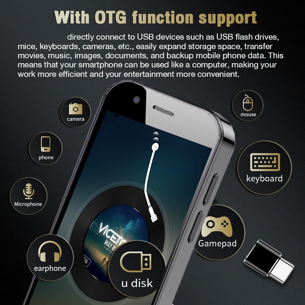 Mini Smartphone Unlocked Cell Phone 3.0 Inch Android 4G Quad Core Dual SIM Black U974826