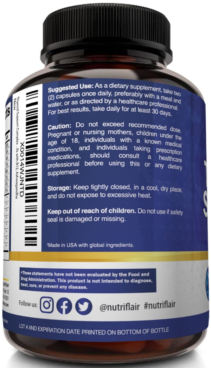Thyroid Support Complex with Iodine, B12 & Ashwagandha, 120 Caps E680