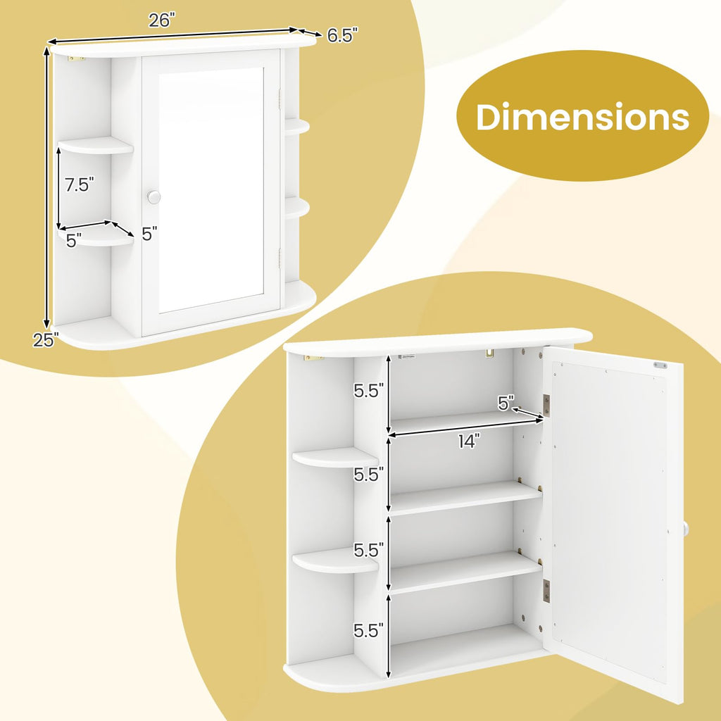 White Wall Mounted Medicine Cabinet with Mirror Z90814