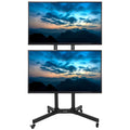 Mobile TV Cart for 32 to 65 inch Dual Screens, Rolling Stand with Locking Wheels, Black F77240