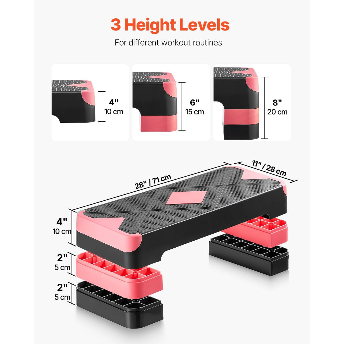 Adjustable Non Slip Aerobic Step Platform with 4 Risers Q8734