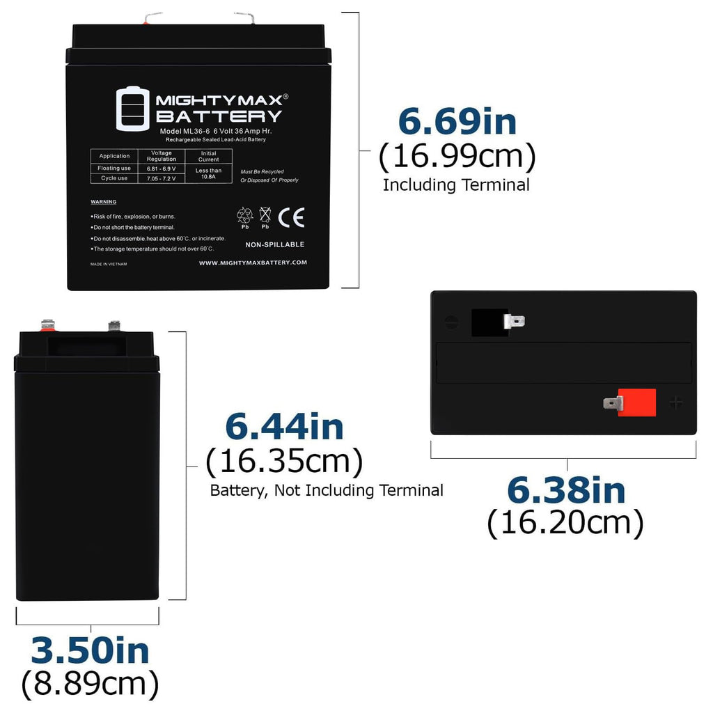 6V 36Ah AGM F2 Terminal Battery V857
