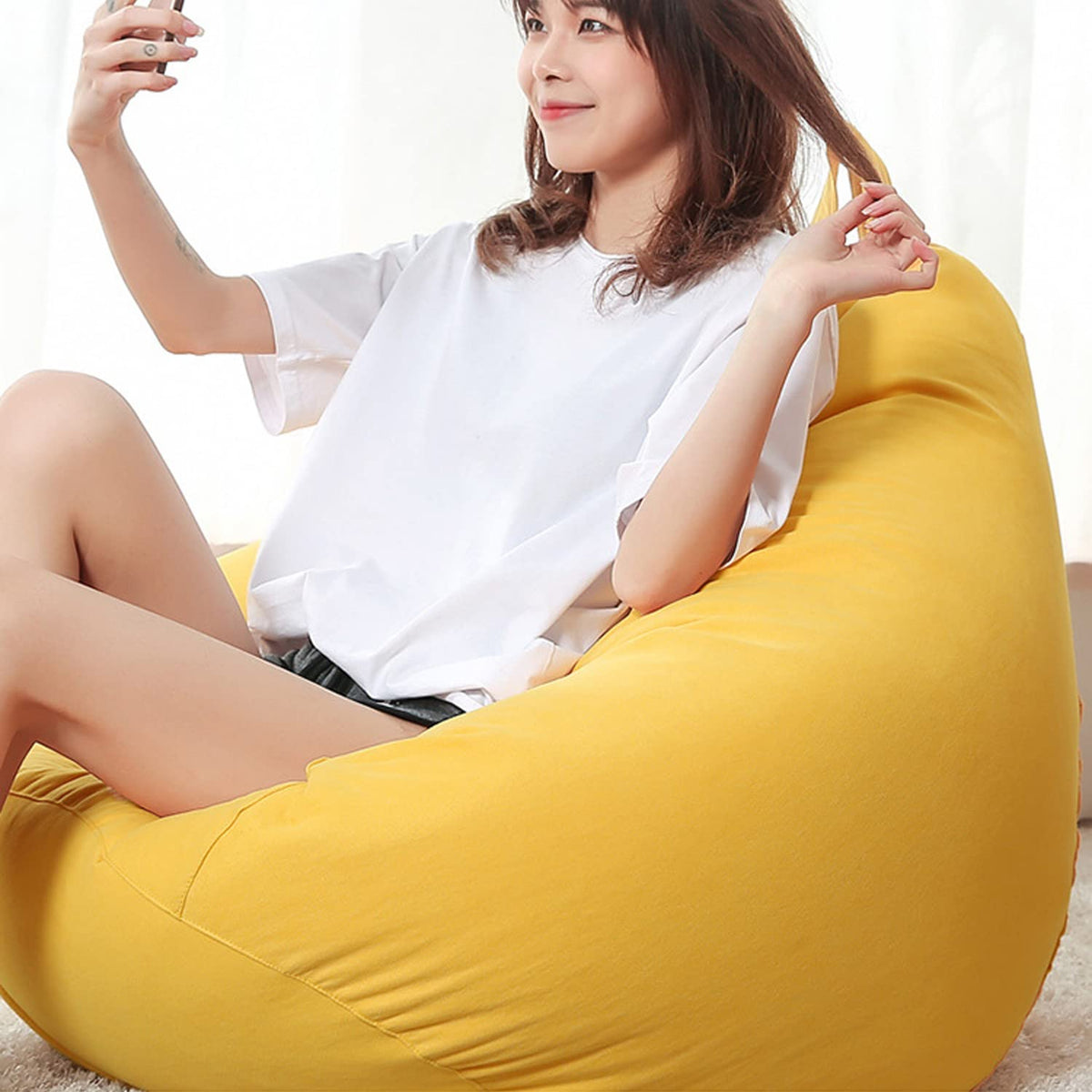 Yellow Washable Bean Bag Chair Cover N72993