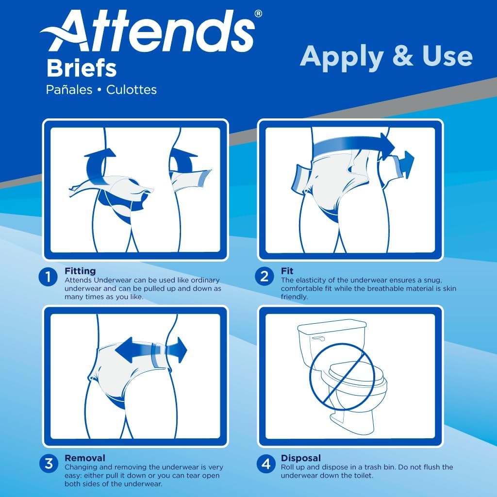 Adult Incontinence Briefs Medium Maximum Absorbency 24 Ct N4114