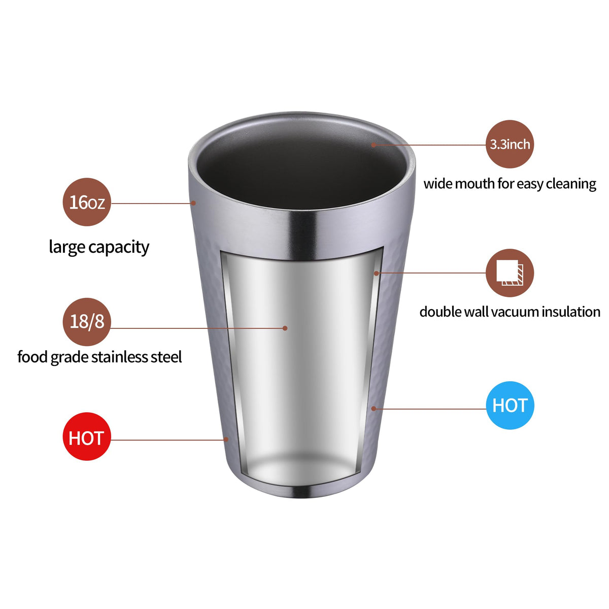 16oz Double Layer Stainless Steel Cup D297