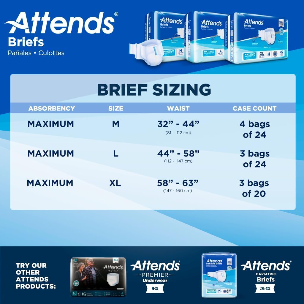 Adult Incontinence Briefs Medium Maximum Absorbency 24 Ct N4114