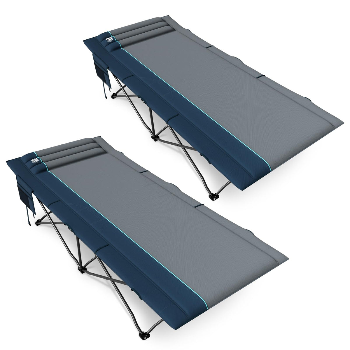 31.8" Extra Wide Heavy Duty Camping Cot with Carry Bag, Blue, 2 Pack F281