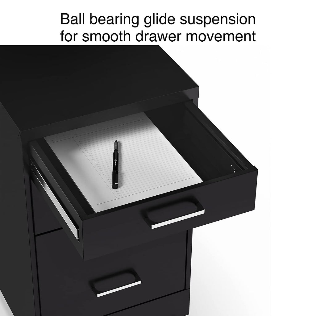 Black 3 Drawer Letter Size File Cabinet P847
