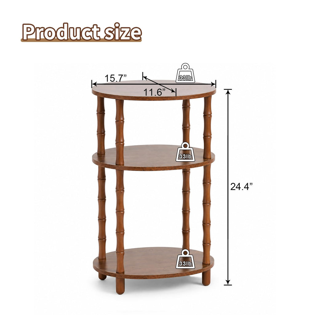Brown 3-Tier Oval Side Table X655228