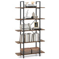 5-Tier Rustic Brown Bookshelf with Metal Frame U25939