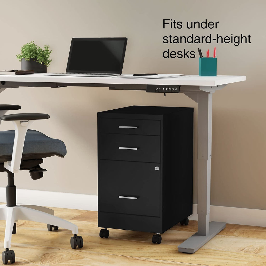 Black 3 Drawer Letter Size File Cabinet P847