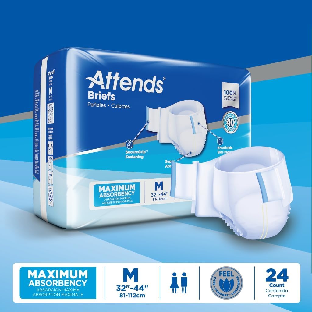 Adult Incontinence Briefs Medium Maximum Absorbency 24 Ct N4114