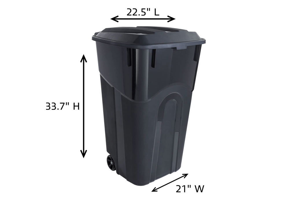 32 Gallon Black Wheeled Outdoor Garbage Can with Snap Lock Lid, 2 Pack H8481