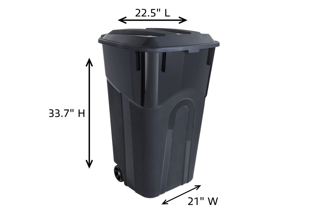 32 Gallon Black Wheeled Outdoor Garbage Can with Snap Lock Lid, 2 Pack H8481