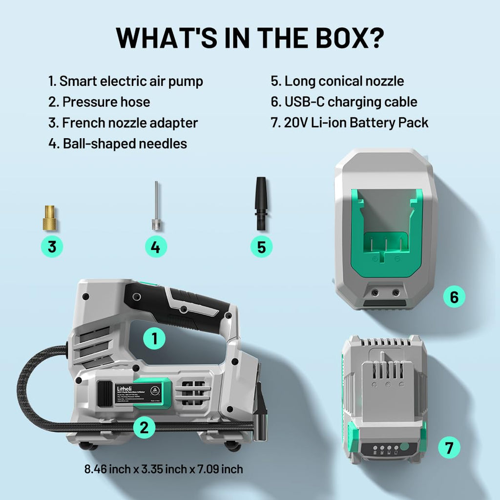 20V Cordless Tire Inflator Air Compressor with Digital Pressure Gauge O4515