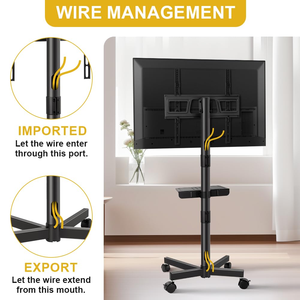 Mobile TV Cart Rolling TV Stand for 23-65 Inch Flat Panel Curved Screen TVs W1964
