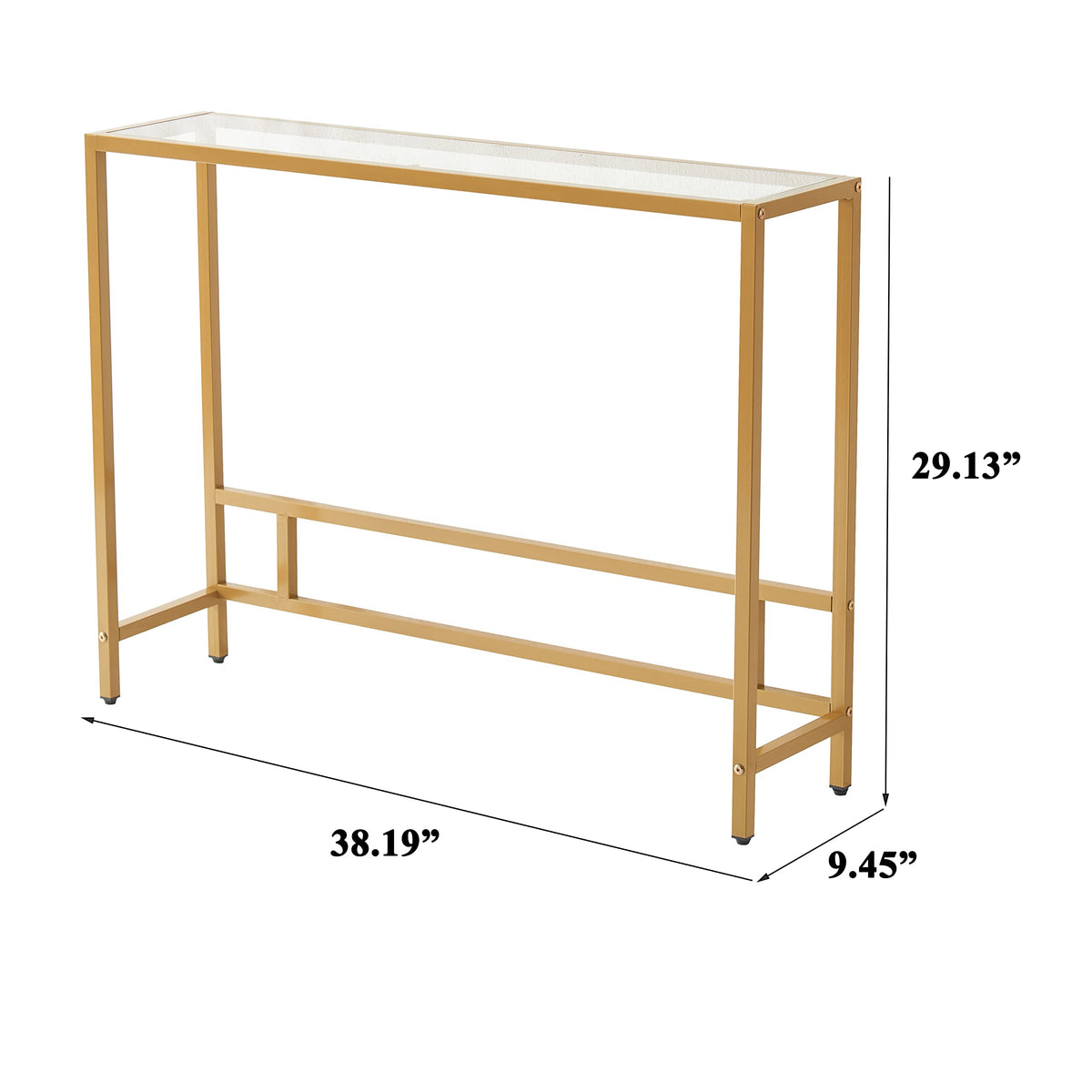 Small Modern Console Table Tempered Glass Metal Frame W95570