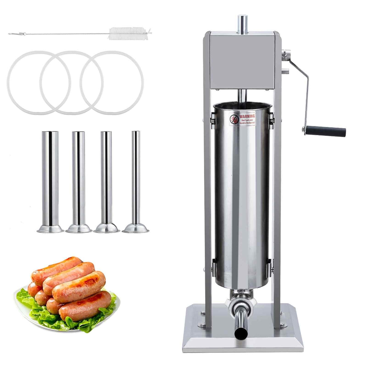 Manual Stainless Steel Sausage Stuffer with 5 Stuffing Tubes A309