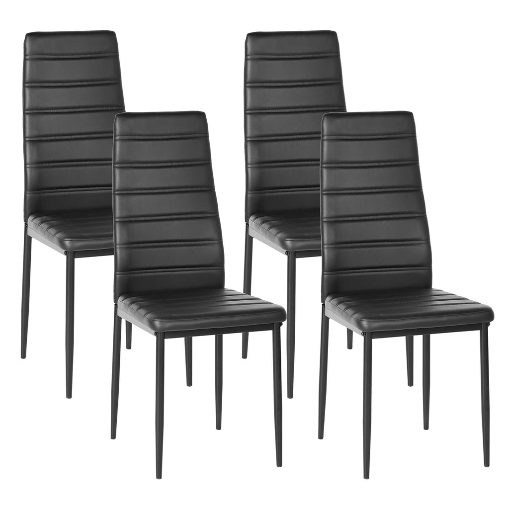 Black PU Dining Chairs Set of 4 Metal Legs I671095