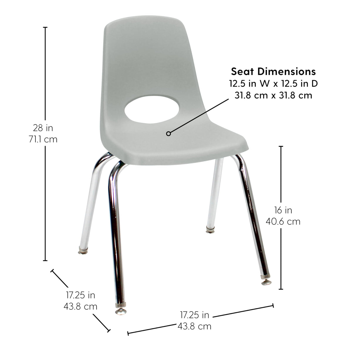 16" Light Gray School Stack Chair 2-Pack I736194