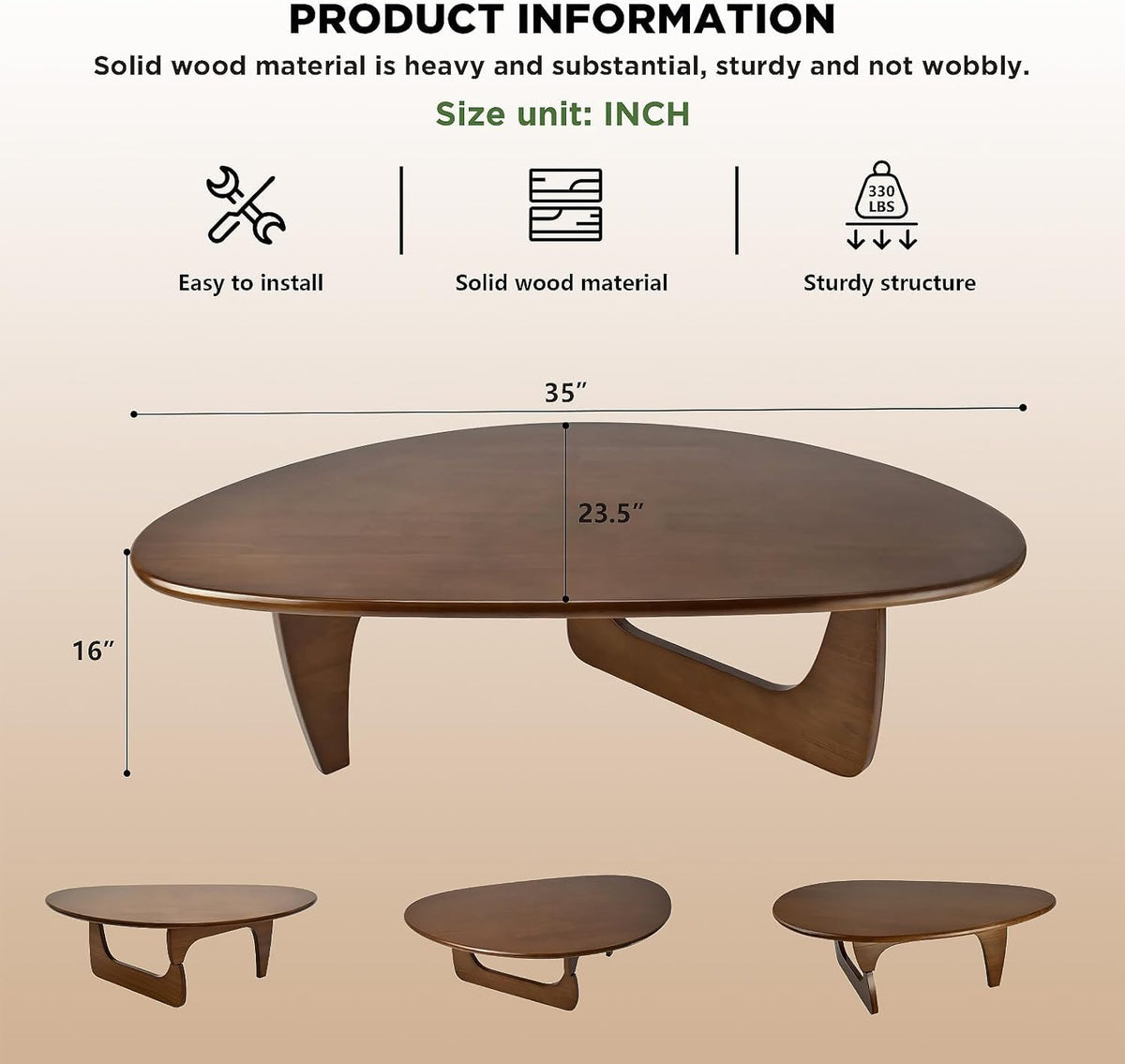 Solid Wood Oval Coffee Table 35"Lx24"Wx16"H L5841