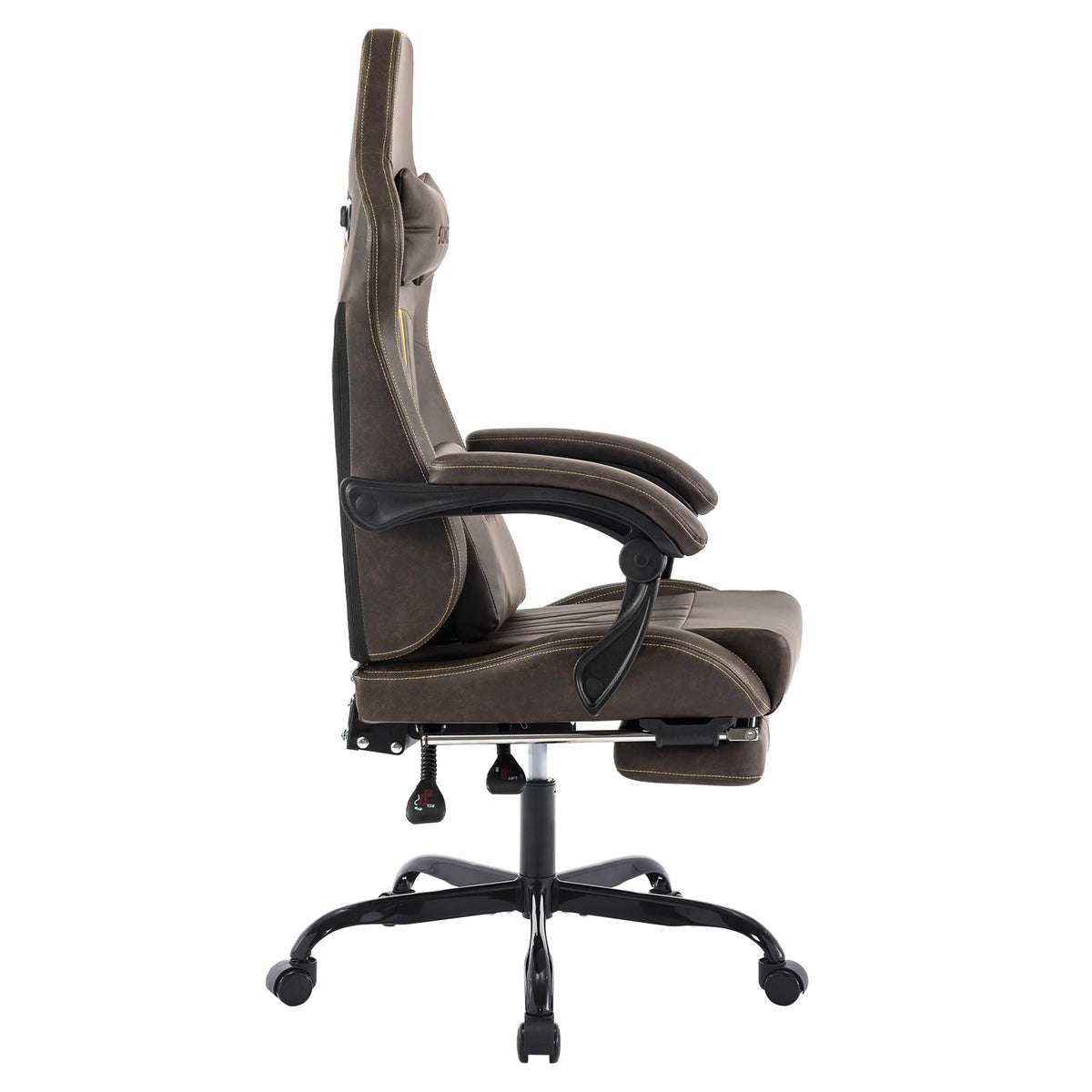 Brown Ergonomic Gaming Chair with Footrest and Massage Lumbar Cushion I159512
