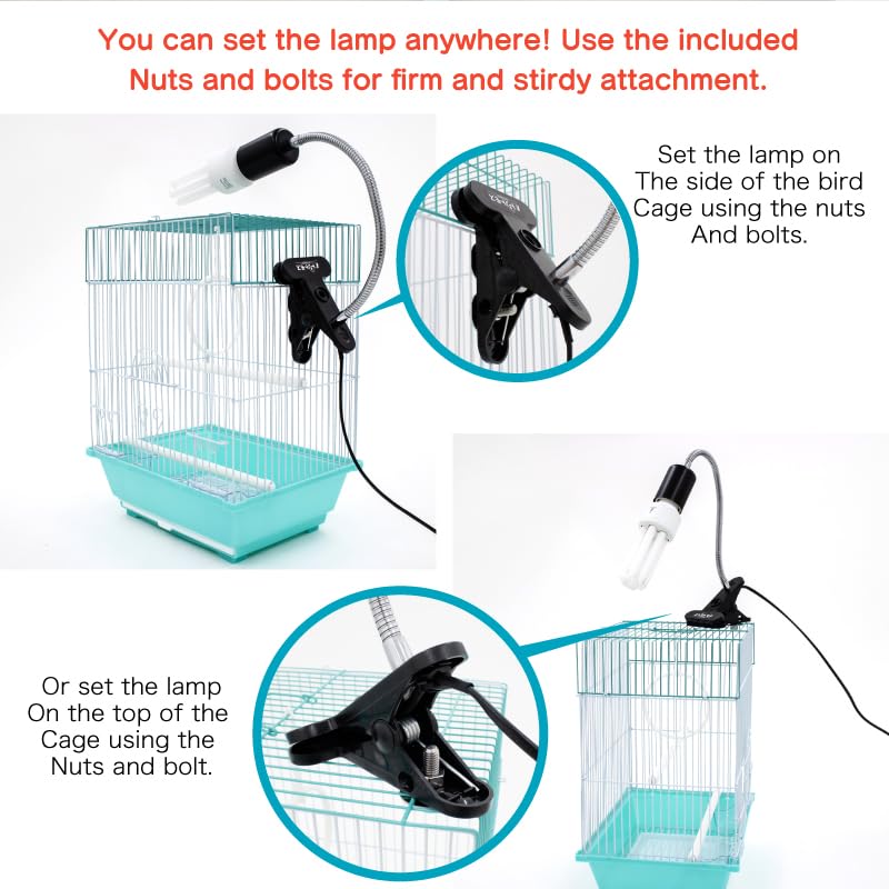 Bird Cage UVB Light Combo Kit 2.4% UVB UVA 20W Compact Fluorescent Bulb Z3822