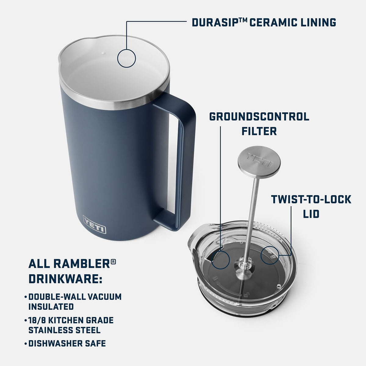 34 oz Stainless Steel French Press Coffee Maker G1937