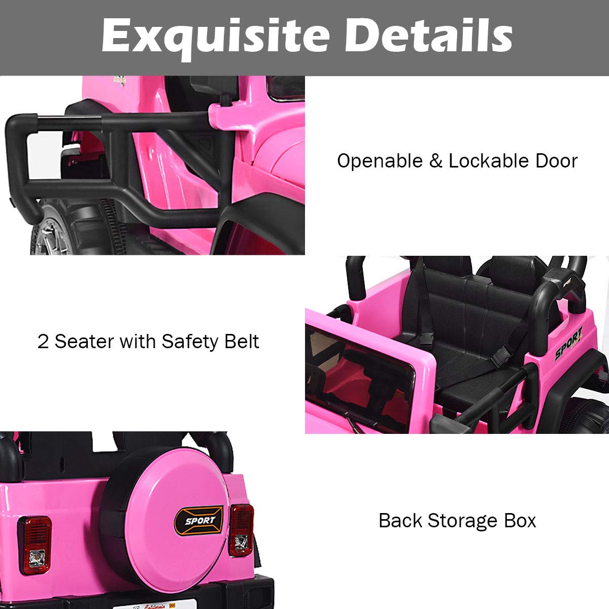 12V Battery Powered Ride on Truck with Remote Control, Pink Z849485