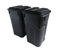 32 Gallon Black Wheeled Outdoor Garbage Can with Snap Lock Lid, 2 Pack H8481
