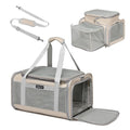 Airline Approved Pet Carrier for Cats and Small Dogs up to 15 lbs, Breathable Mesh, Portable Travel Bag (Khaki, Expandable) C8015