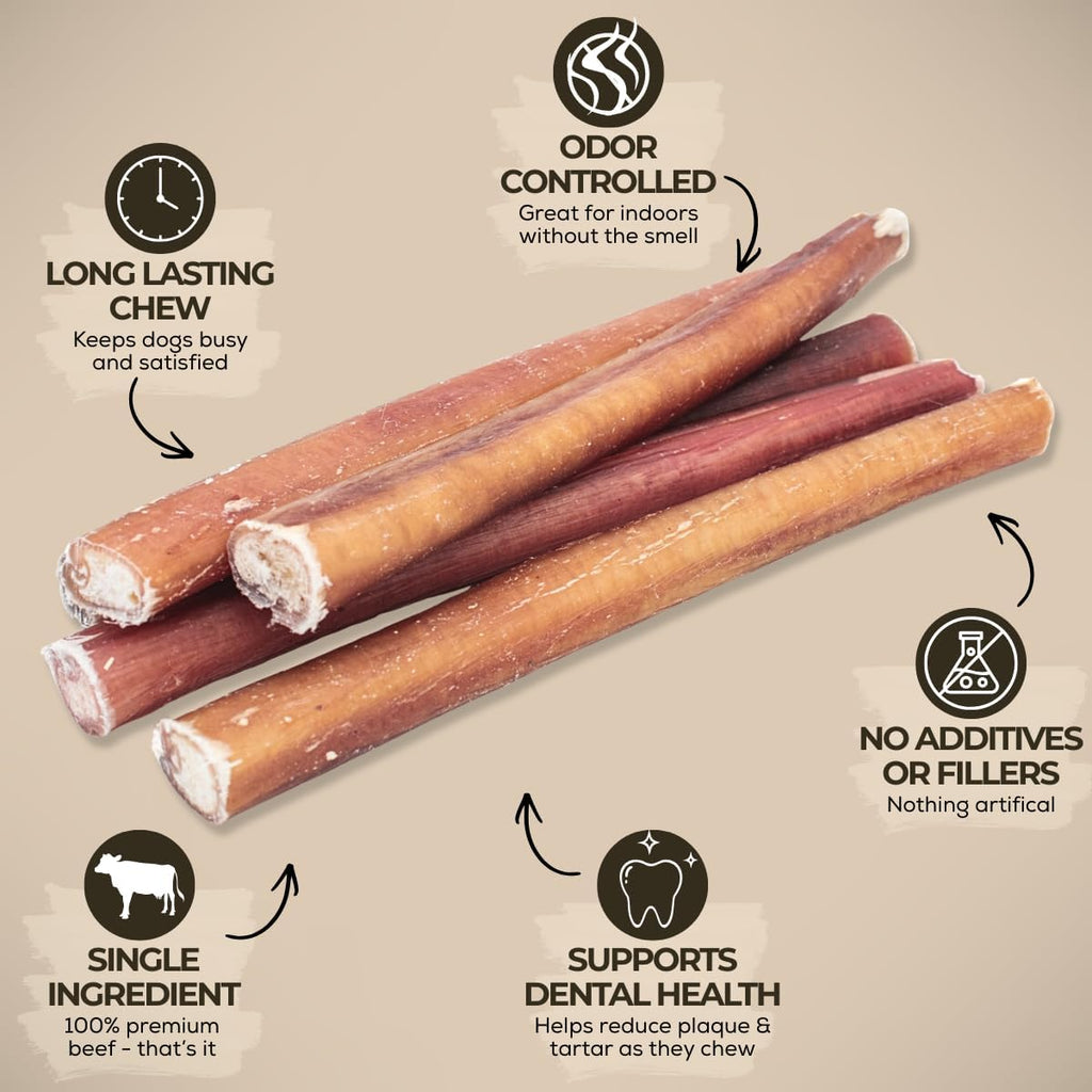 6" 5 Pack Odor-Free Bully Sticks Dog Treats U240619