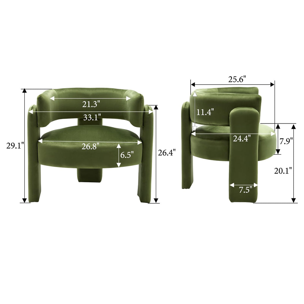 Set of 2 Green Upholstered Accent Chairs with Arms M58510