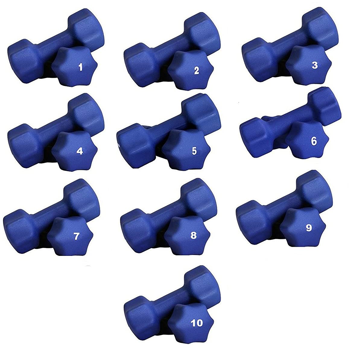 Blue Neoprene Dumbbell Set 1-10 LB 10 Pairs O323714