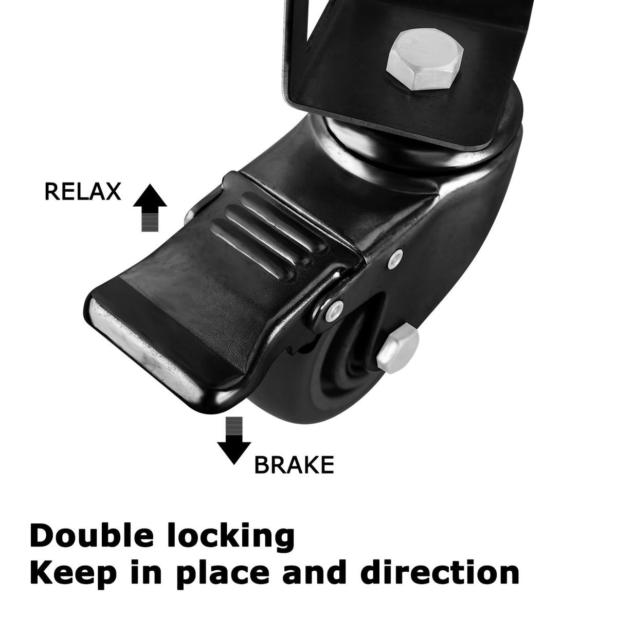 3" Heavy Duty Locking Caster Wheels 4PCS Black O79087