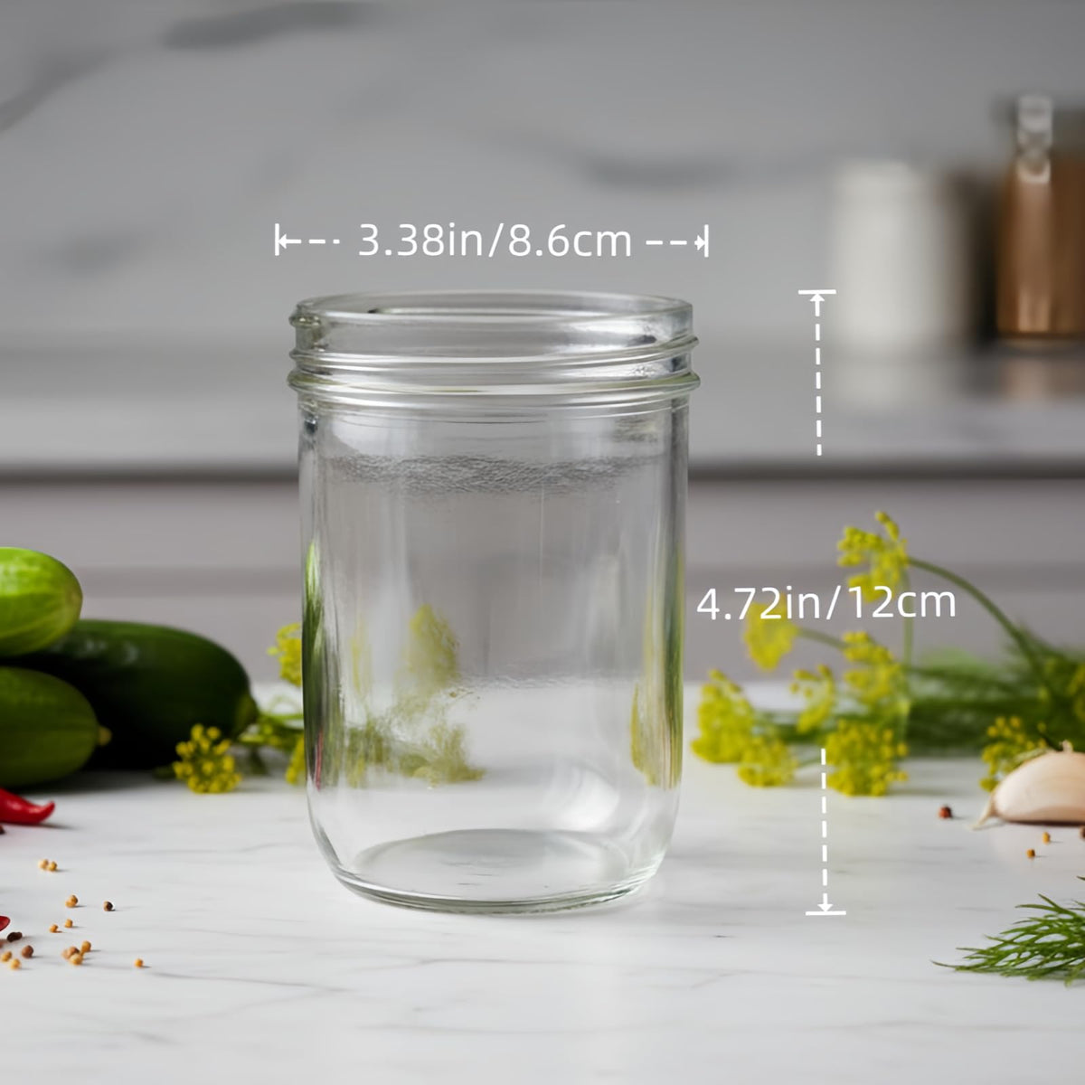16 oz 12 Pack Wide Mouth Mason Jars with Airtight Lids T6095